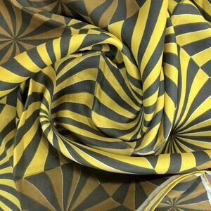 Vintage Vera Neumann Ladybug Sunburst Scarf Yellow Green Square Geometric 45"